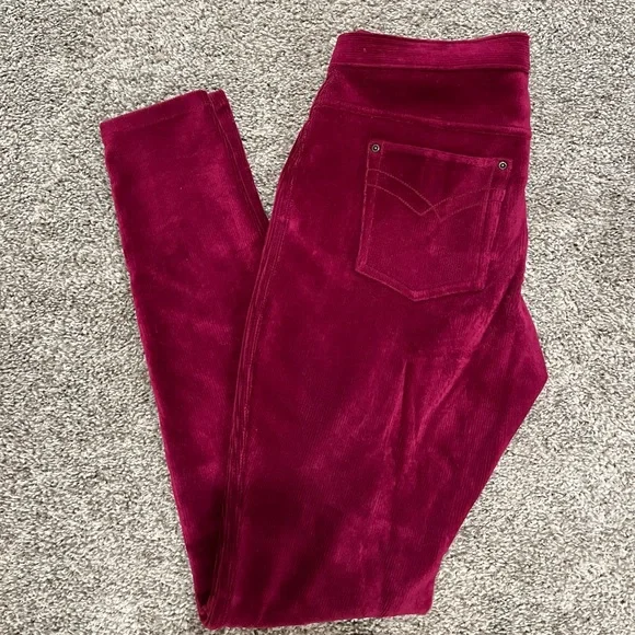 Hue Corduroy Cranberry Leggings - Picture 1 of 7